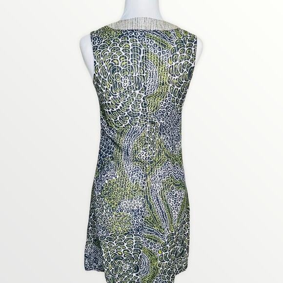 Trina Turk Blue Metallic Brocade Sleeveless Mini Dress Size 2 - Picture 3 of 10